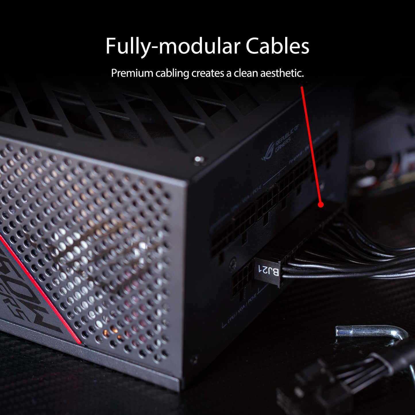 ASUS ROG STRIX 1000W Gold PSU, Power Supply (ROG heatsinks, Axial-tech fan design, dual ball fan bearings, 0dB technology, 80 PLUS Gold Certification, fully modular cables, 10-year warranty)