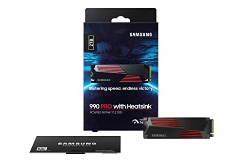 SAMSUNG 990 PRO w/ Heatsink SSD 2TB PCIe 4.0 M.2 Internal Solid State Hard Drive, Fastest Speed for Gaming, Heat Control, Direct Storage and Memory Expansion, Compatible w/ Playstation5, MZ-V9P2T0CW