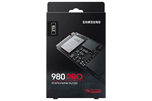 SAMSUNG 980 PRO SSD 2TB PCIe NVMe Gen 4 Gaming M.2 Internal Solid State Drive Memory Card , Maximum Speed, Thermal Control MZ-V8P2T0B/AM