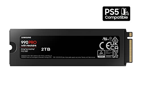 SAMSUNG 990 PRO w/ Heatsink SSD 2TB PCIe 4.0 M.2 Internal Solid State Hard Drive, Fastest Speed for Gaming, Heat Control, Direct Storage and Memory Expansion, Compatible w/ Playstation5, MZ-V9P2T0CW