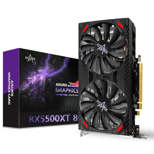 AISURIX RX 5500 XT 8gb GDDR6 Graphics Card,128 Bit, 2XDP, HDMI, PCI Express 4.0X8, 8pin with Fan Intelligent System,Gaming PC Computer Video Cards with 2X DisplayPort +1X HDMI (Style 2)