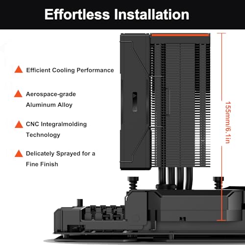 PCCOOLER RZ400 CPU Cooler TDP 180W CPU Air Cooler Single Tower CPU Fan 4 HeatPipe CPU Cooling System Three Modes PWM Silent Fans, Easy Install Air Cooler for Intel LGA 115X/1200/1700,AMD AM4/AM5,BK