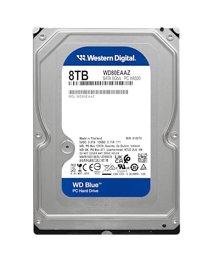 Western Digital 8TB WD Blue PC Internal Hard Drive HDD - 5640 RPM, SATA 6 Gb/s, 256 MB Cache, 3.5" - WD80EAAZ