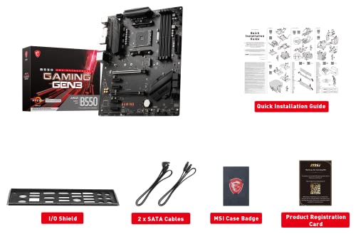 MSI B550 Gaming GEN3 Gaming Motherboard (AMD Ryzen 5000 Series, AM4, DDR4, PCIe 3.0, SATA 6Gb/s, M.2, USB 3.2 Gen 1, HDMI/DVI-Port, ATX)