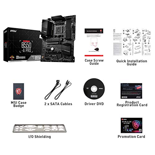 MSI B550-A PRO ProSeries Motherboard (AMD Ryzen 5000, AM4, DDR4, PCIe 4.0, SATA 6Gb/s, M.2, USB 3.2 Gen 2, HDMI/DP, ATX)