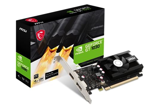 MSI Gaming GeForce GT 1030 4GB GDRR4 64-bit HDCP Support DirectX 12 DP/HDMI Single Fan OC Graphics Card (GT 1030 4GD4 LP OC)