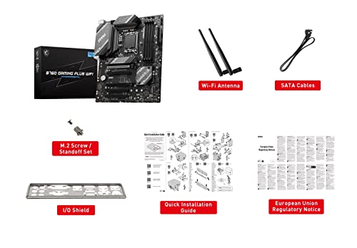 MSI B760 Gaming Plus WiFi Gaming Motherboard (Supports 12th/13th/ 14th Gen Intel Processors, LGA 1700, DDR5, PCIe 4.0, M.2, 2.5Gbps LAN, USB 3.2 Gen2, HDMI/DP, Wi-Fi 6E, Bluetooth 5.3, ATX)