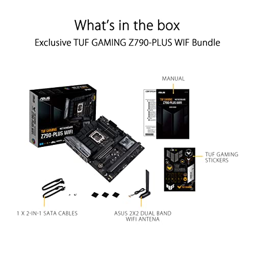 ASUS TUF Gaming Z790-Plus WiFi LGA 1700(Intel 14th,12th &13th Gen) ATX Gaming Motherboard(PCIe 5.0,DDR5,4xM.2 Slots,16+1 DrMOS,WiFi 6,2.5Gb LAN,Front USB 3.2 Gen 2 Type-C,Thunderbolt 4(USB4),Aura RGB)