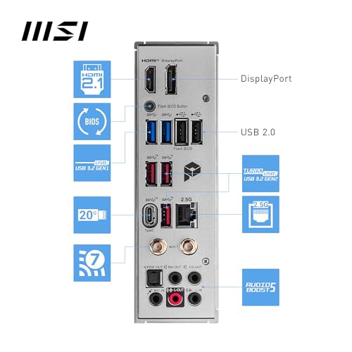 MSI PRO Z790-A MAX WiFi ProSeries Motherboard (Supports 12th/13th/14th Gen Intel Processors, LGA 1700, DDR5, PCIe 5.0, M.2, SATA 6G, 2.5Gbps LAN, USB 3.2 Gen2, Wi-Fi 7, Bluetooth 5.4, ATX)