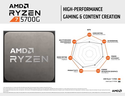 AMD Ryzen 7 5700G 8-Core, 16-Thread Unlocked Desktop Processor with Radeon Graphics