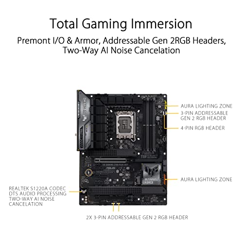 ASUS TUF Gaming Z790-Plus WiFi LGA 1700(Intel 14th,12th &13th Gen) ATX Gaming Motherboard(PCIe 5.0,DDR5,4xM.2 Slots,16+1 DrMOS,WiFi 6,2.5Gb LAN,Front USB 3.2 Gen 2 Type-C,Thunderbolt 4(USB4),Aura RGB)