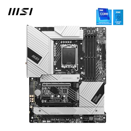 MSI PRO Z790-A MAX WiFi ProSeries Motherboard (Supports 12th/13th/14th Gen Intel Processors, LGA 1700, DDR5, PCIe 5.0, M.2, SATA 6G, 2.5Gbps LAN, USB 3.2 Gen2, Wi-Fi 7, Bluetooth 5.4, ATX)