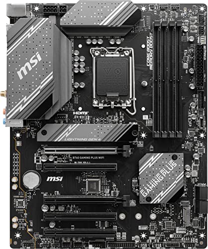 MSI B760 Gaming Plus WiFi Gaming Motherboard (Supports 12th/13th/ 14th Gen Intel Processors, LGA 1700, DDR5, PCIe 4.0, M.2, 2.5Gbps LAN, USB 3.2 Gen2, HDMI/DP, Wi-Fi 6E, Bluetooth 5.3, ATX)