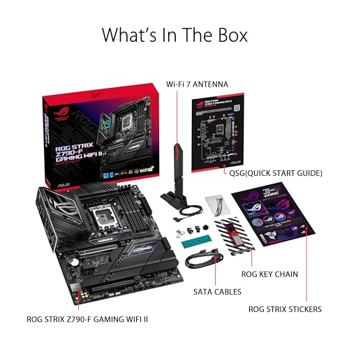 ASUS ROG Strix Z790-F Gaming WiFi II LGA 1700(Intel 14th &13th & 12th Gen) ATX Gaming Motherboard(DDR5,2.5 Gb LAN,5XM.2 Slots,PCIe 5.0 x16,WiFi 7,Front-Panel Connector with PD 3.0 up to 30W)