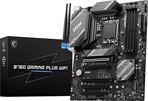 MSI B760 Gaming Plus WiFi Gaming Motherboard (Supports 12th/13th/ 14th Gen Intel Processors, LGA 1700, DDR5, PCIe 4.0, M.2, 2.5Gbps LAN, USB 3.2 Gen2, HDMI/DP, Wi-Fi 6E, Bluetooth 5.3, ATX)