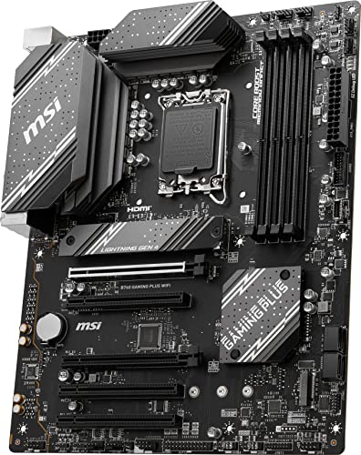 MSI B760 Gaming Plus WiFi Gaming Motherboard (Supports 12th/13th/ 14th Gen Intel Processors, LGA 1700, DDR5, PCIe 4.0, M.2, 2.5Gbps LAN, USB 3.2 Gen2, HDMI/DP, Wi-Fi 6E, Bluetooth 5.3, ATX)