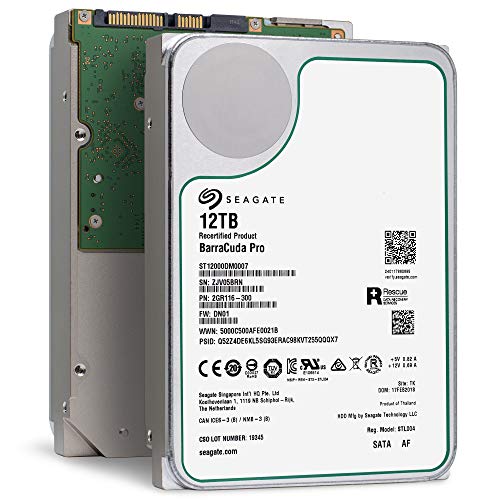 Seagate Barracuda Pro 12TB Internal Hard Drive Performance HDD – 3.5 Inch SATA 6 Gb/s 7200 RPM 256MB Cache for Computer Desktop (ST12000DM0007) (Renewed)