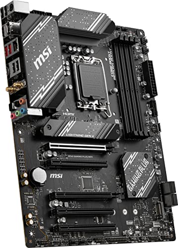 MSI B760 Gaming Plus WiFi Gaming Motherboard (Supports 12th/13th/ 14th Gen Intel Processors, LGA 1700, DDR5, PCIe 4.0, M.2, 2.5Gbps LAN, USB 3.2 Gen2, HDMI/DP, Wi-Fi 6E, Bluetooth 5.3, ATX)