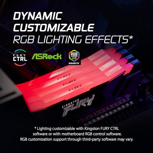 Kingston FURY Renegade RGB 32GB (2x16GB) 6800MT/s DDR5 CL36 DIMM Desktop Memory (Kit of 2) | Intel XMP 3.0 | Infrared Sync Technology | Overclocking Stability | KF568C36RSAK2-32