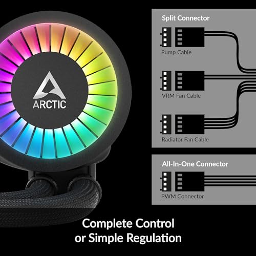 ARCTIC Liquid Freezer III 360 A-RGB - Water Cooling PC, CPU AIO Water Cooler, Intel & AMD Compatible, efficient PWM-Controlled Pump, Fan: 200-1800 RPM, LGA1851 and LGA1700 Contact Frame - Black