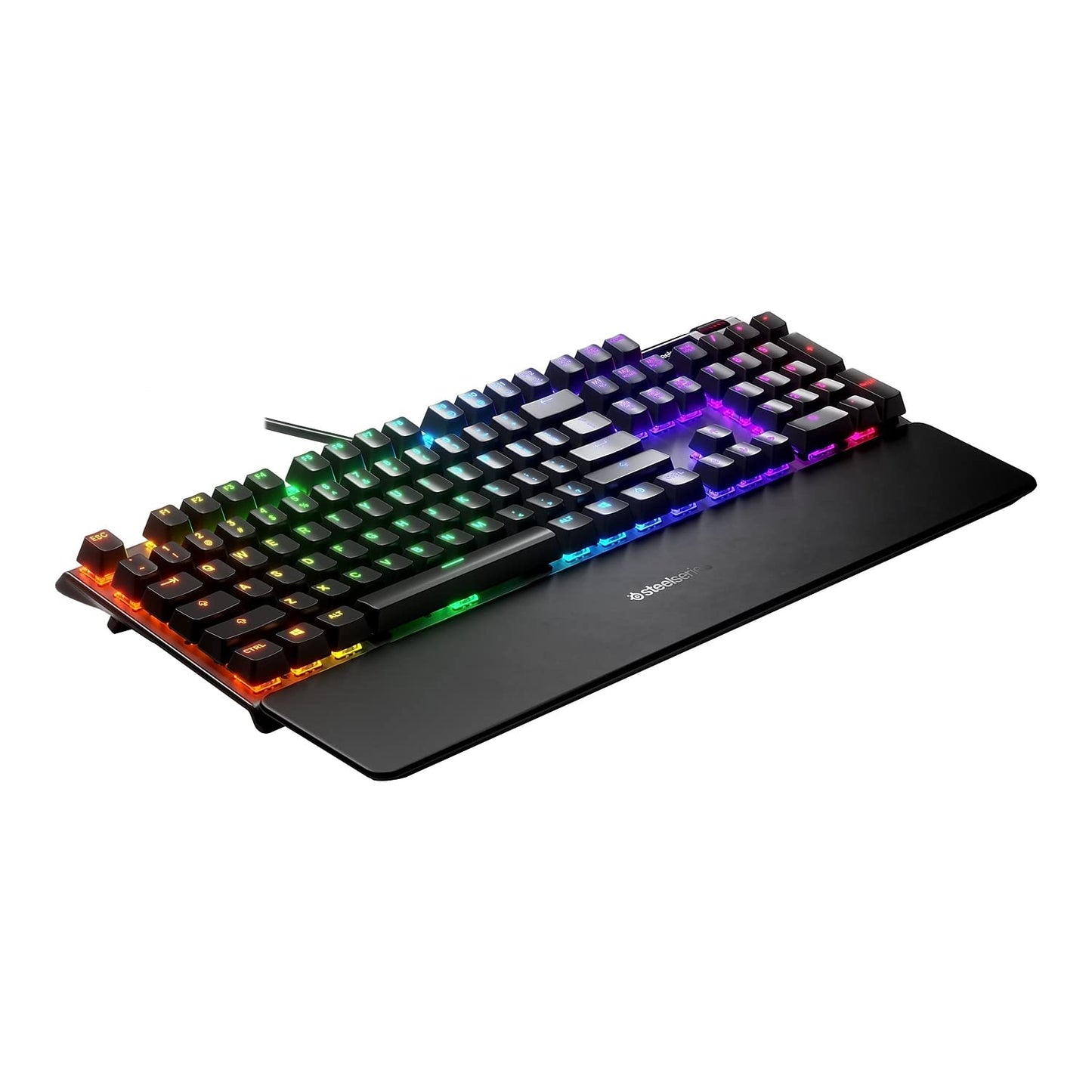 SteelSeries USB Apex 5 Hybrid Mechanical Gaming Keyboard – Per-Key RGB Illumination – Aircraft Grade Aluminum Alloy Frame – OLED Smart Display (Hybrid Blue Switch)