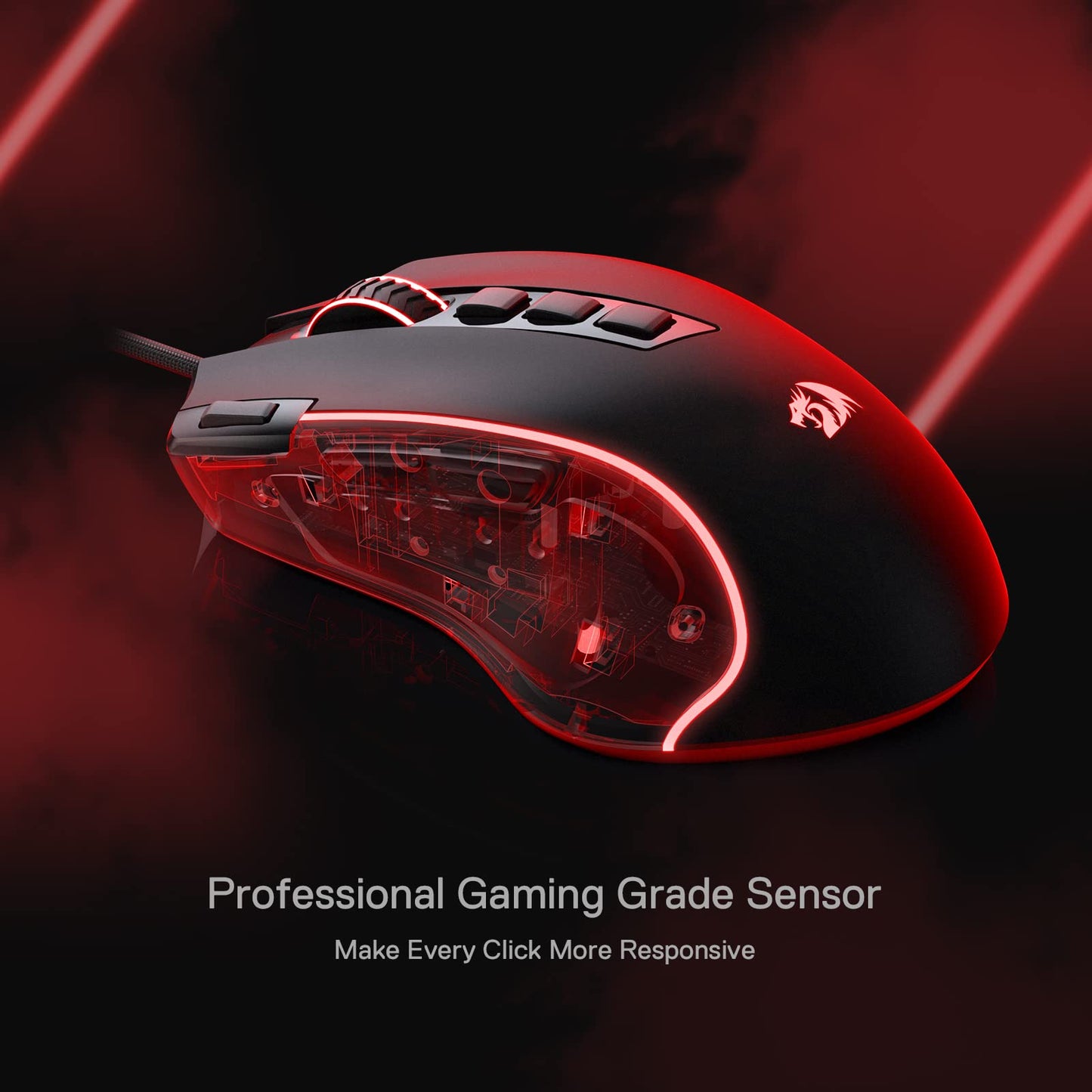 Redragon M612 Predator RGB Gaming Mouse, 8000 DPI Wired Optical Gamer Mouse with 11 Programmable Buttons & 5 Backlit Modes, Software Supports DIY Keybinds Rapid Fire Button