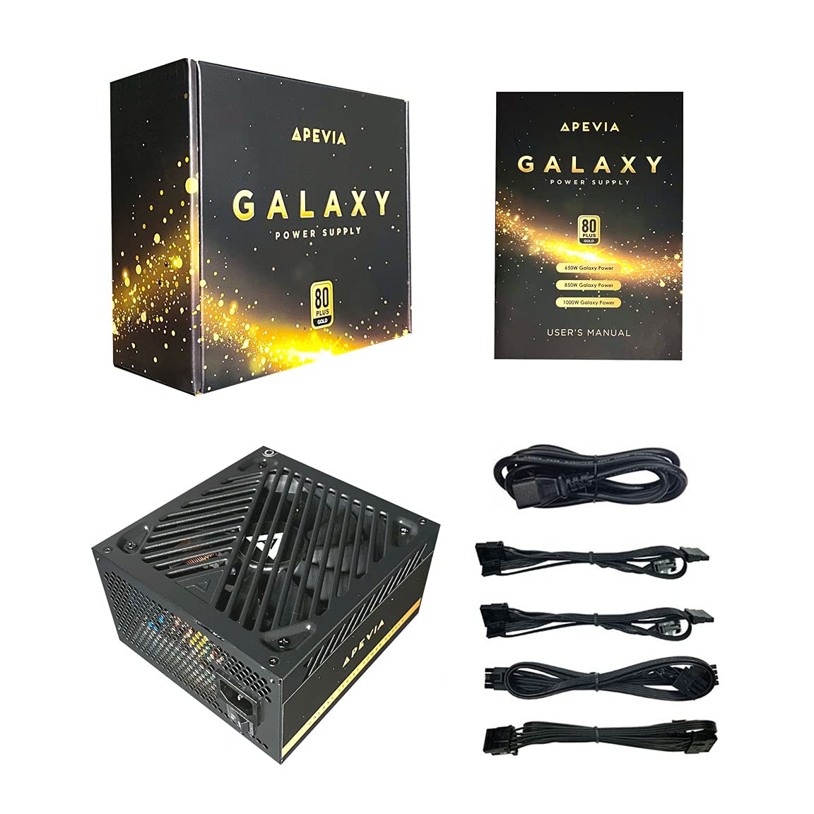 Apevia ATX-GX650W Galaxy 650W 80+ Gold Certified Active PFC ATX Semi-Modular Gaming Power Supply