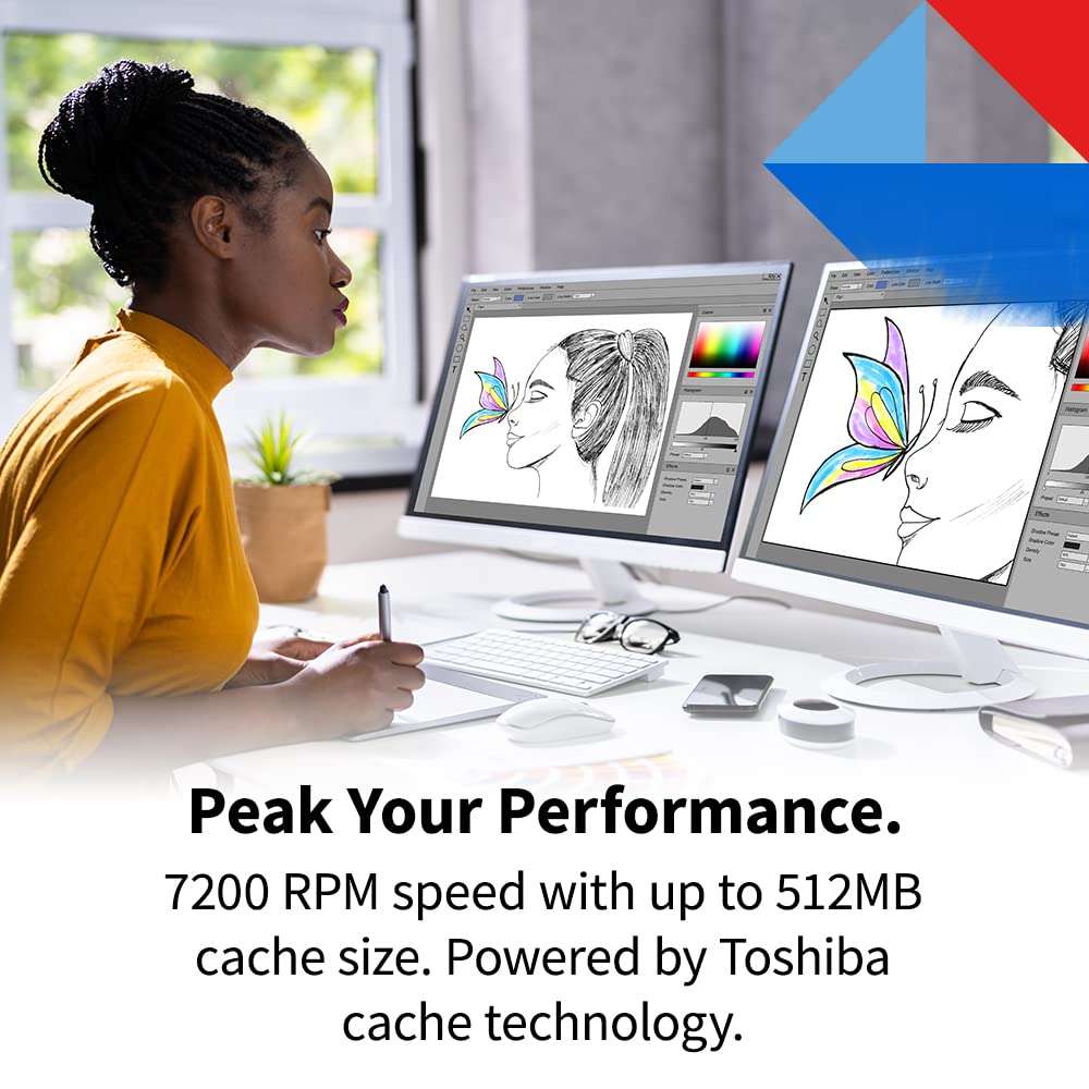 Toshiba X300 PRO 18TB High Workload Performance for Creative Professionals 3.5-Inch Internal Hard Drive – Up to 300 TB/Year Workload Rate CMR SATA 6 GB/s 7200 RPM 512 MB Cache - HDWR51JXZSTB