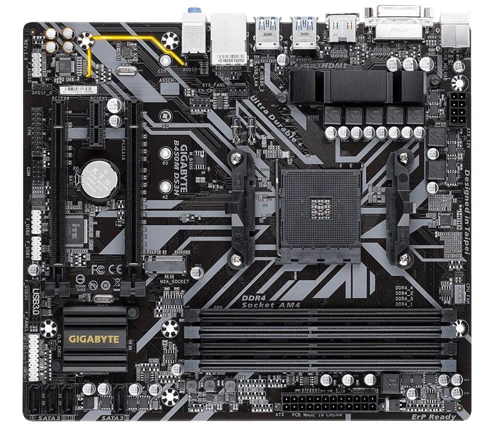 Gigabyte B450M DS3H WiFi (AM4//AMD/B450/mATX/SATA 6GB/s/USB 3.1/HDMI/Wifi/DDR4/Motherboard)