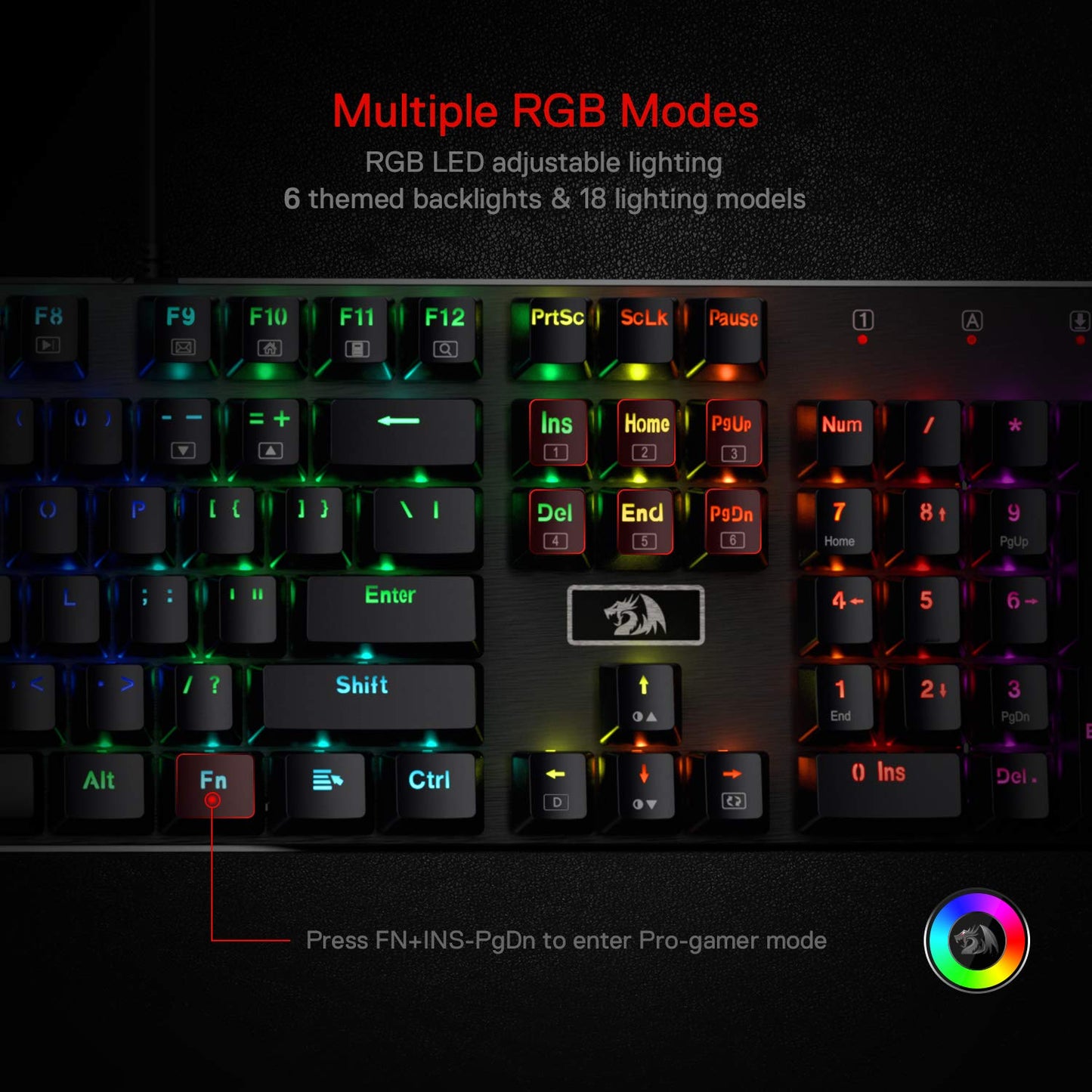 Redragon K556 RGB LED Backlit Wired Mechanical Gaming Keyboard, 104 Keys Hot-Swap Mechanical Keyboard w/Aluminum Base, Upgraded Socket and Noise Absorbing Foams, Soft Tactile Brown Switch