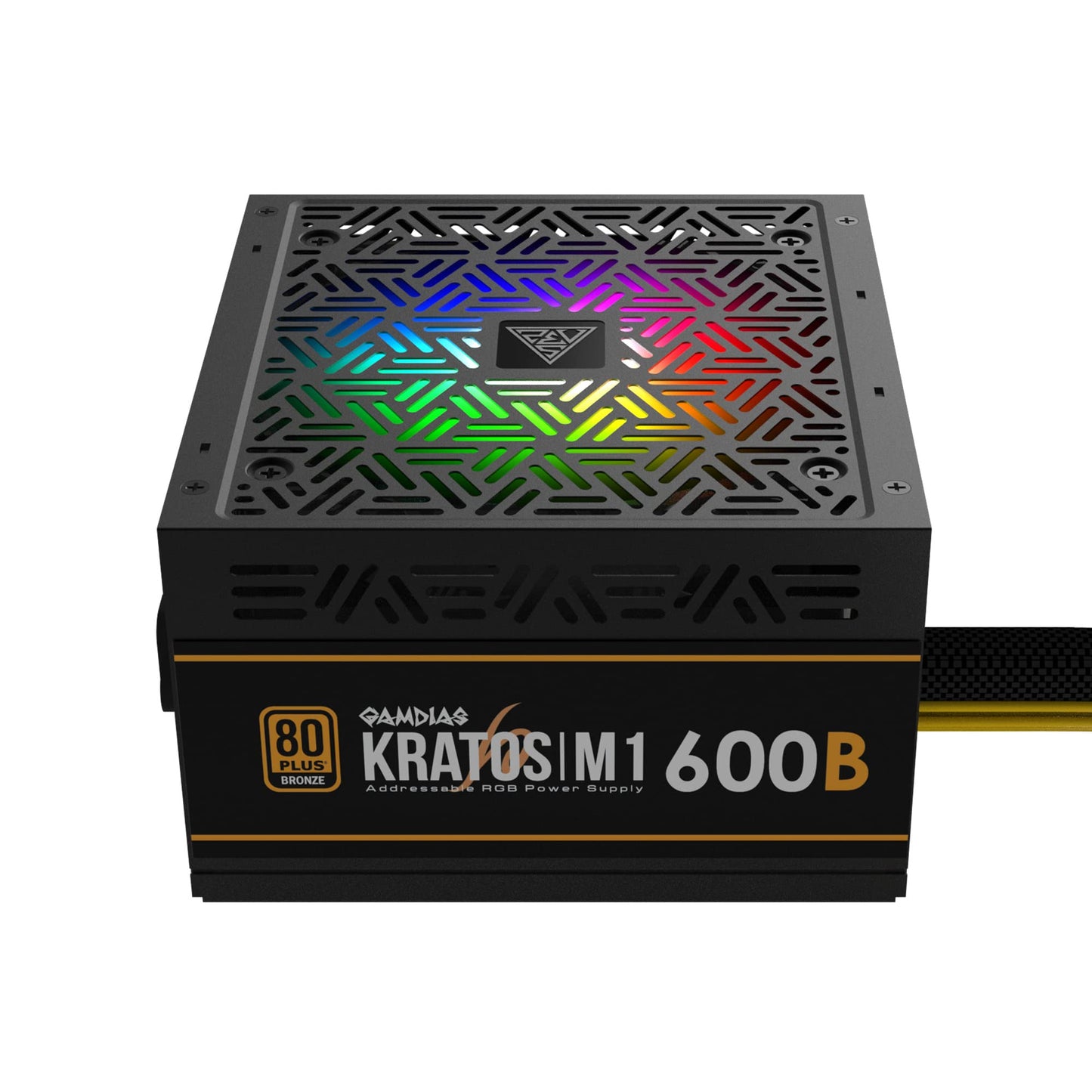 GAMDIAS RGB Gaming PC Power Supply 600W 80 Plus Bronze Certified 600 Watt PSU for Computers with Active PFC, Kratos M1-600B