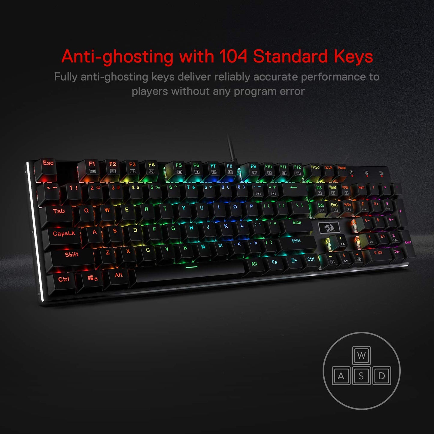 Redragon K556 RGB LED Backlit Wired Mechanical Gaming Keyboard, 104 Keys Hot-Swap Mechanical Keyboard w/Aluminum Base, Upgraded Socket and Noise Absorbing Foams, Soft Tactile Brown Switch