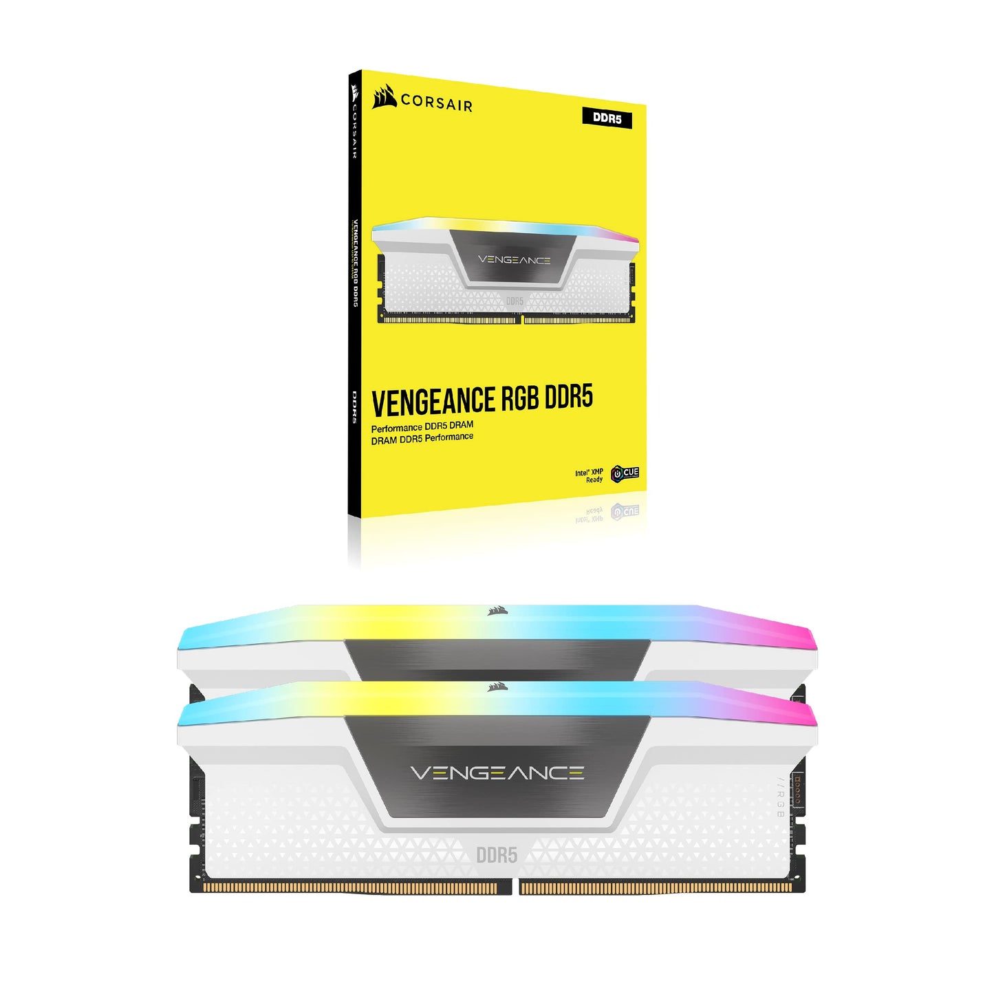 CORSAIR VENGEANCE RGB DDR5 RAM 32GB (2x16GB) 6000MHz CL36 Intel XMP iCUE Compatible Computer Memory - White (CMH32GX5M2D6000C36W)