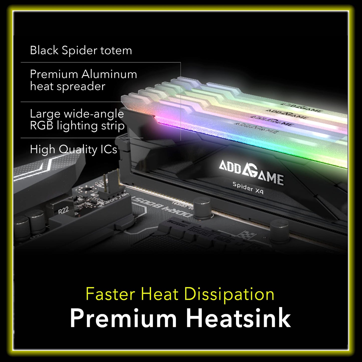 addlink AddGame Spider X4 RGB 32GB (16GBx2) Gaming DDR4 3200MHz with Heatsink 288-Pin C16 UDIMM Dual Channel for Desktop Memory Kit