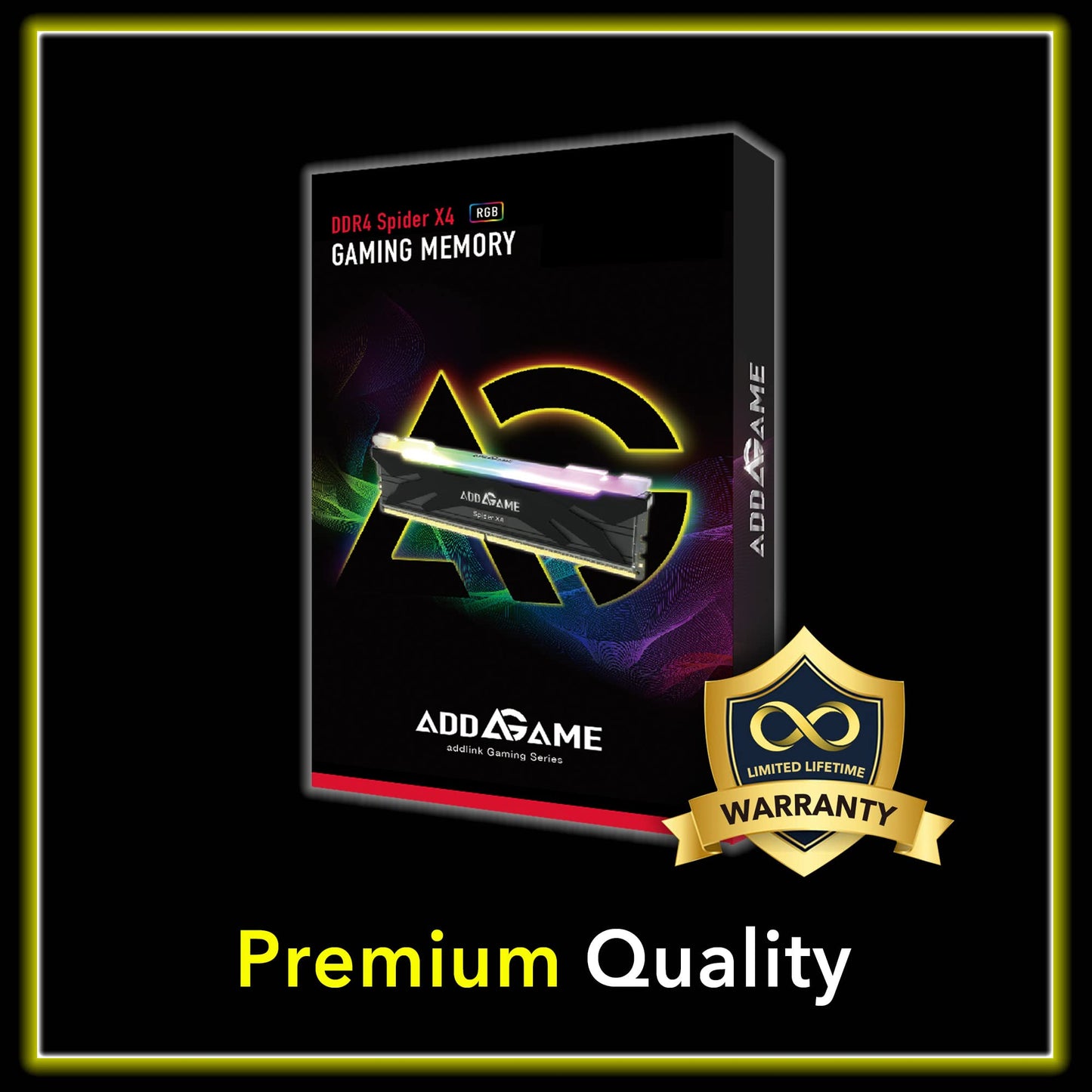 addlink AddGame Spider X4 RGB 32GB (16GBx2) Gaming DDR4 3200MHz with Heatsink 288-Pin C16 UDIMM Dual Channel for Desktop Memory Kit