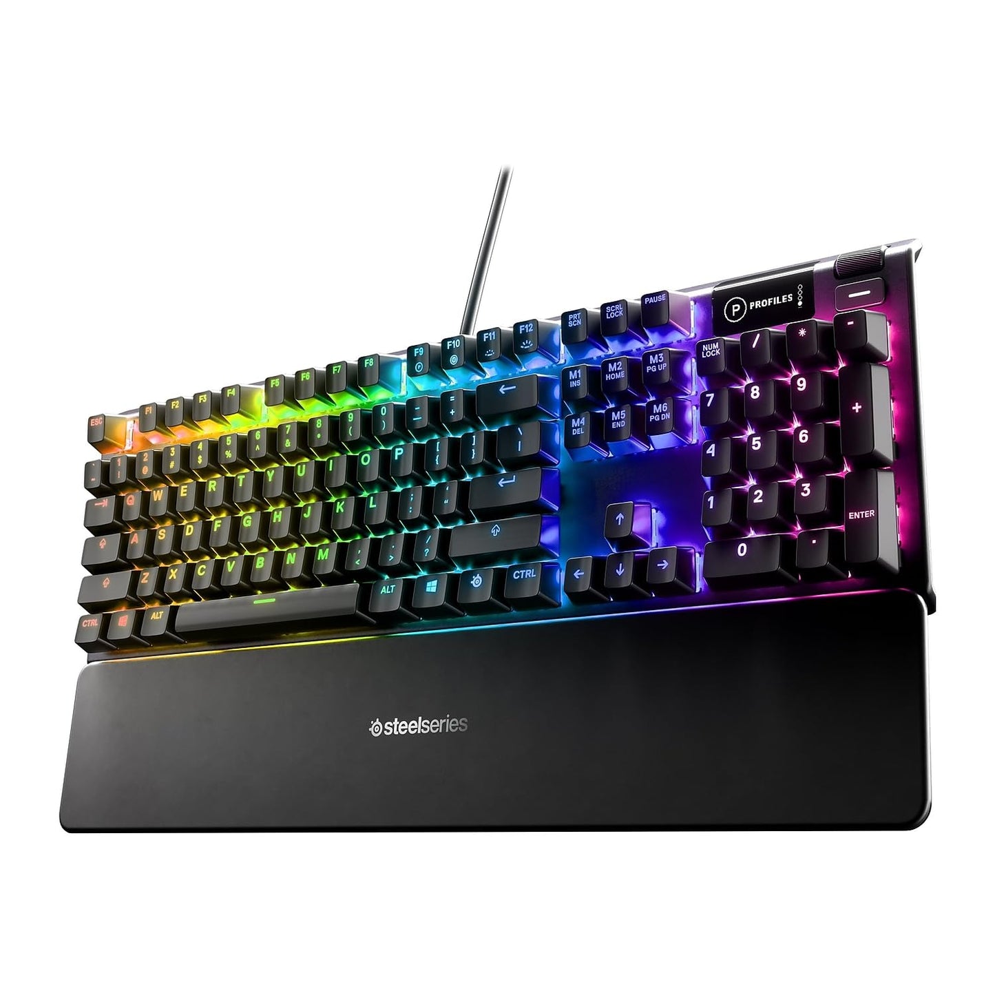 SteelSeries USB Apex 5 Hybrid Mechanical Gaming Keyboard – Per-Key RGB Illumination – Aircraft Grade Aluminum Alloy Frame – OLED Smart Display (Hybrid Blue Switch)