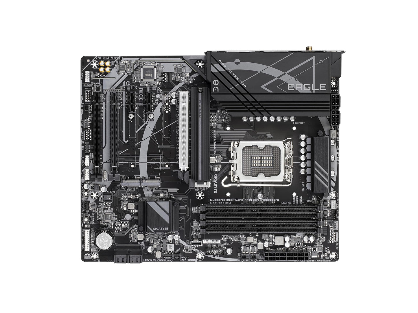 GIGABYTE Z790 Eagle AX LGA 1700 Intel Z790 ATX Motherboard with DDR5, M.2, PCIe 5.0, USB 3.2 Gen2X2 Type-C, Intel Wi-Fi 6E, 2.5GbE LAN, Q-Flash Plus, EZ-Latch