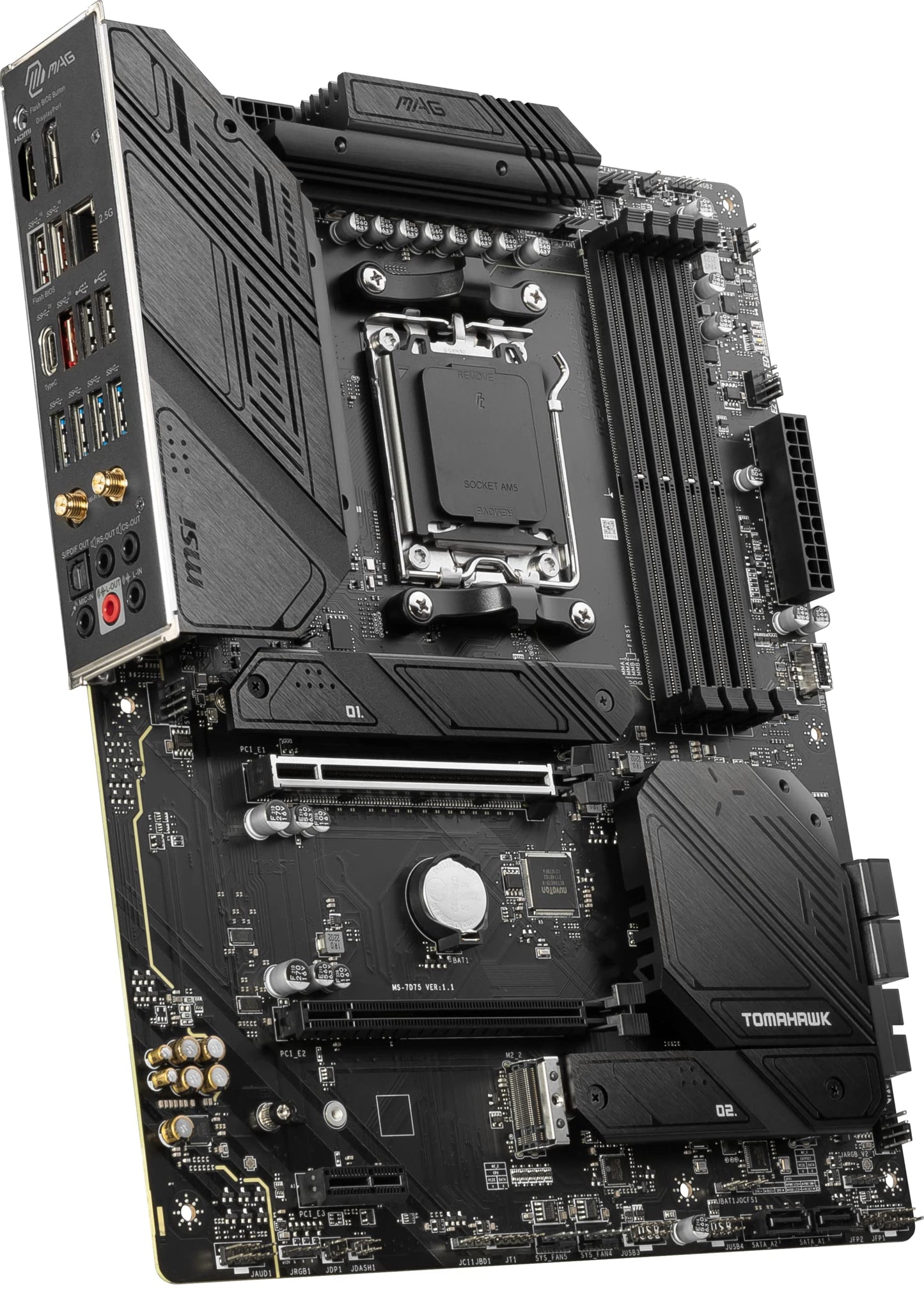 MSI MAG B650 Tomahawk WiFi Gaming Motherboard (AMD Ryzen 8000/7000, AM5, DDR5, PCIe 4.0, M.2, SATA 6Gb/s, USB 3.2 Gen 2, HDMI/DP, Wi-Fi 6E, Bluetooth 5.3, 2.5Gbps LAN, ATX)