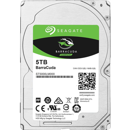 Seagate BarraCuda 5TB Internal Hard Drive HDD – 2.5 Inch SATA 6Gb/s 5400 RPM 128MB Cache for Computer Desktop PC (ST5000LM000)