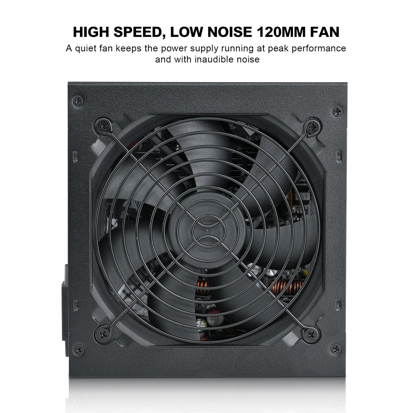 Segotep 650W 80 Plus Gold Certified Non-Modular ATX Power Supply with 6+2 Pin Connectors PFC Protection and RoHS Compliance, 120mm Silent Fan Gaming PSU GN-650 Black (5 Years Warranty)