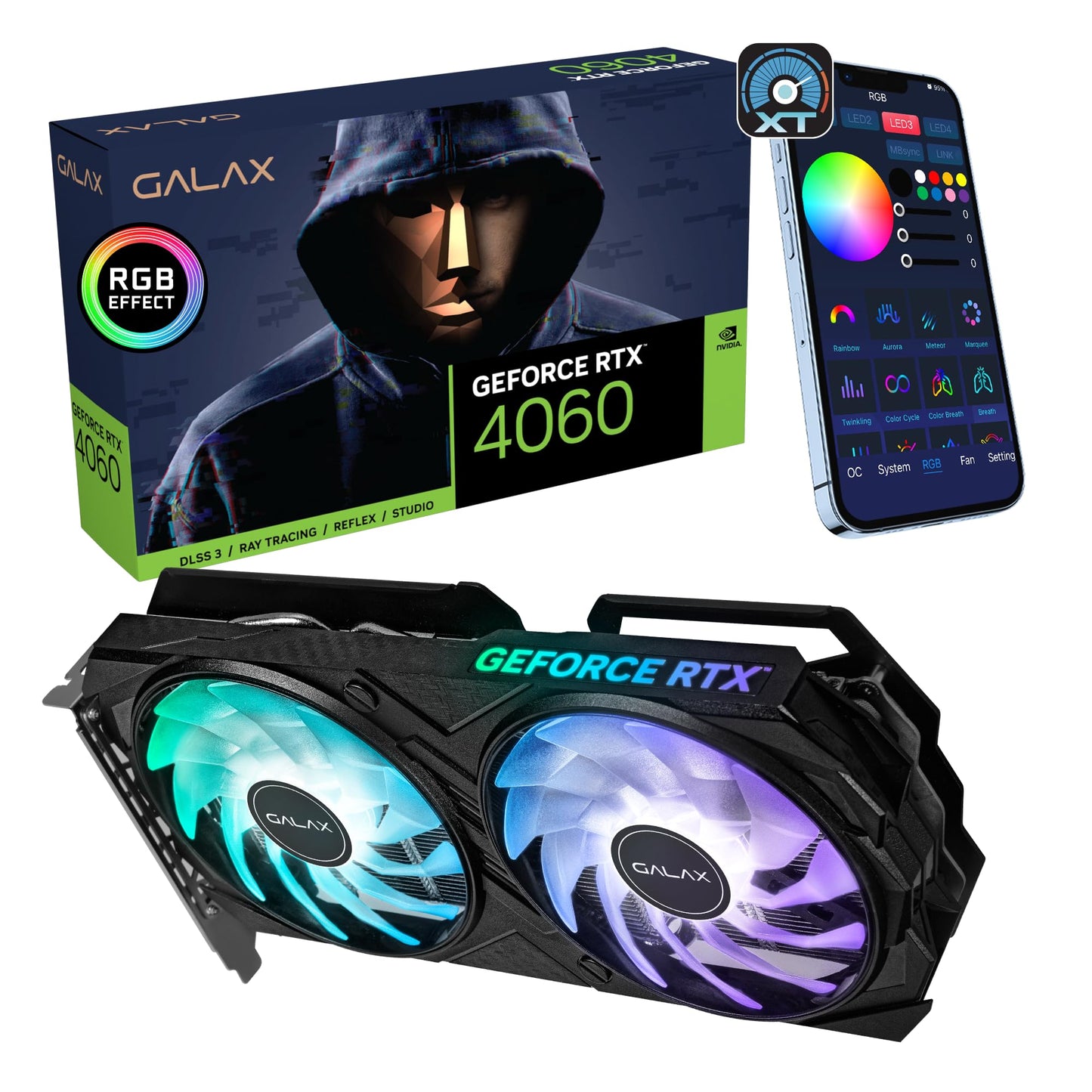 GALAX GeForce RTX™ 4060 EX 1-Click OC, Xtreme Tuner App Control, 8GB, GDDR6, 128-bit, DP*3/HDMI 2.1/DLSS 3/Gaming Graphics Card