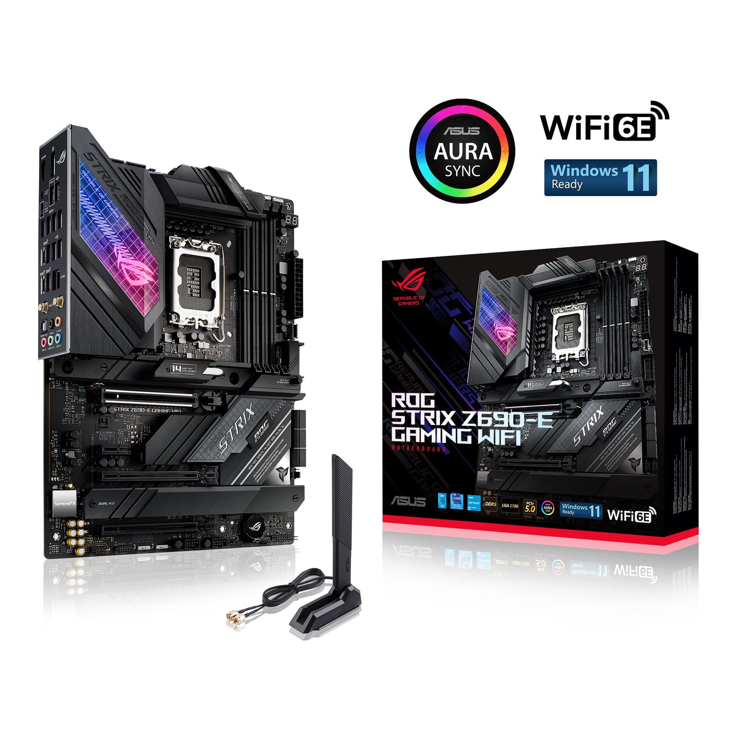 ASUS ROG Strix Z690-E Gaming WiFi 6E LGA 1700(Intel 12th Gen)ATX motherboard(PCIe 5.0,DDR5,2.5 Gb LAN,Thunderbolt 4,5xM.2,1xPCIe 5.0 M.2,ROG Hyper M.2 Card,Front panel USB 3.2 Gen 2x2 Type-C)