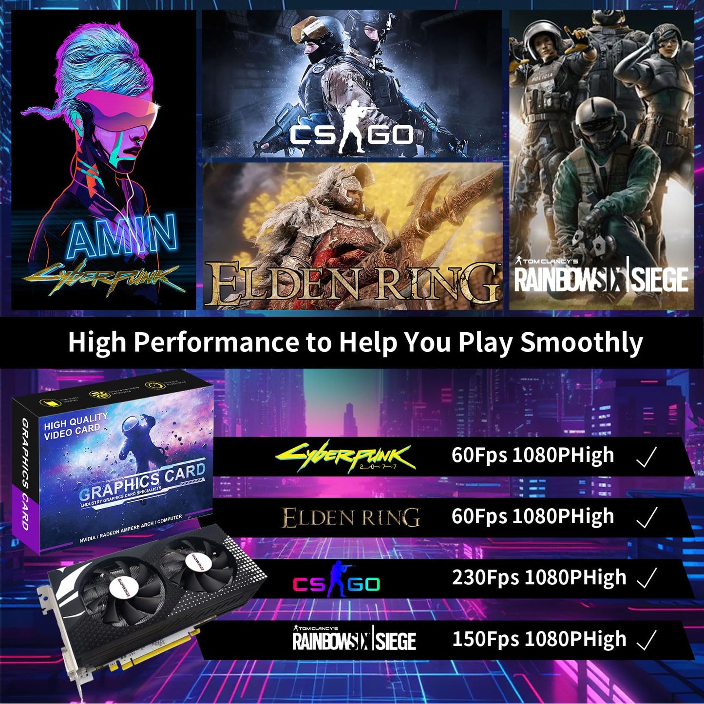 SHOWKINGS Radeon RX 580 8GB Graphics Card, 256Bit 2048SP GDDR5 AMD Video Card for Pc Gaming, DP HDMI DVI-Output, PCI Express 3.0 with Dual Fan for Office and Gaming