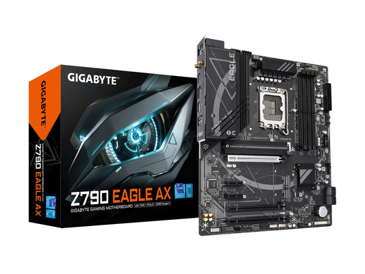 GIGABYTE Z790 Eagle AX LGA 1700 Intel Z790 ATX Motherboard with DDR5, M.2, PCIe 5.0, USB 3.2 Gen2X2 Type-C, Intel Wi-Fi 6E, 2.5GbE LAN, Q-Flash Plus, EZ-Latch