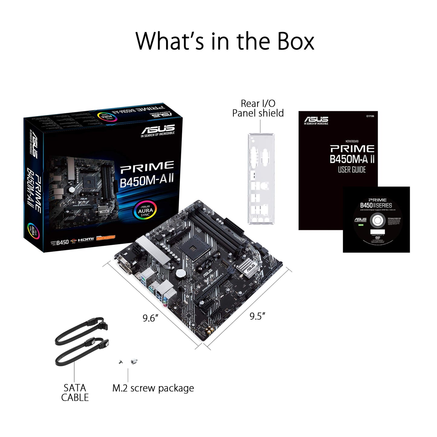 ASUS Prime B450M-A II AMD AM4 (Ryzen 5000, 3rd/2nd/1st Gen Ryzen Micro ATX Motherboard (128GB DDR4, 4400 O.C.), NVMe, HDMI 2.0b/DVI/D-Sub, USB 3.2 2, BIOS Flashback, and Aura Sync)