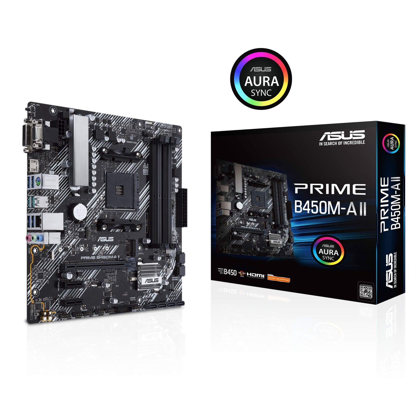 ASUS Prime B450M-A II AMD AM4 (Ryzen 5000, 3rd/2nd/1st Gen Ryzen Micro ATX Motherboard (128GB DDR4, 4400 O.C.), NVMe, HDMI 2.0b/DVI/D-Sub, USB 3.2 2, BIOS Flashback, and Aura Sync)