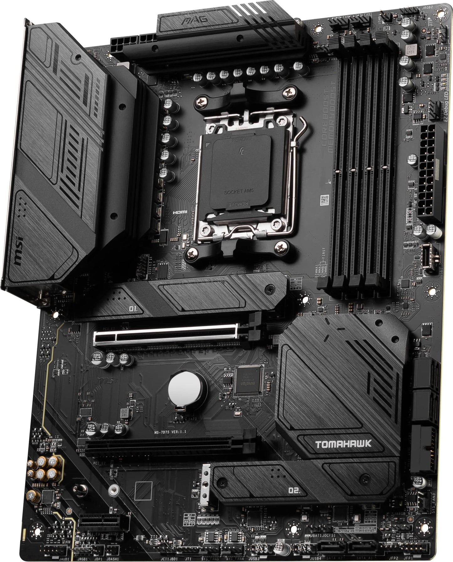 MSI MAG B650 Tomahawk WiFi Gaming Motherboard (AMD Ryzen 8000/7000, AM5, DDR5, PCIe 4.0, M.2, SATA 6Gb/s, USB 3.2 Gen 2, HDMI/DP, Wi-Fi 6E, Bluetooth 5.3, 2.5Gbps LAN, ATX)